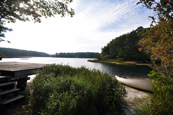 Dock and row boat (note, sometimes the beach is under water)